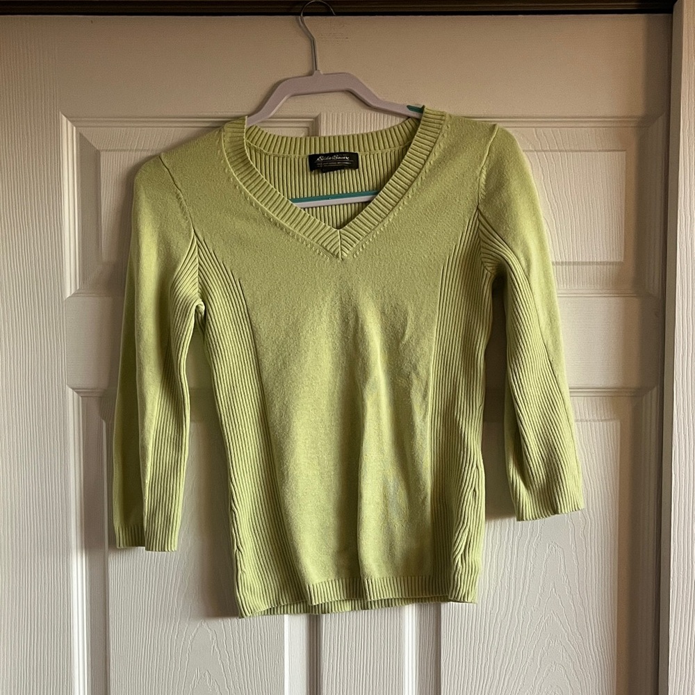 Eddie Bauer Lime V-Neck Sweater